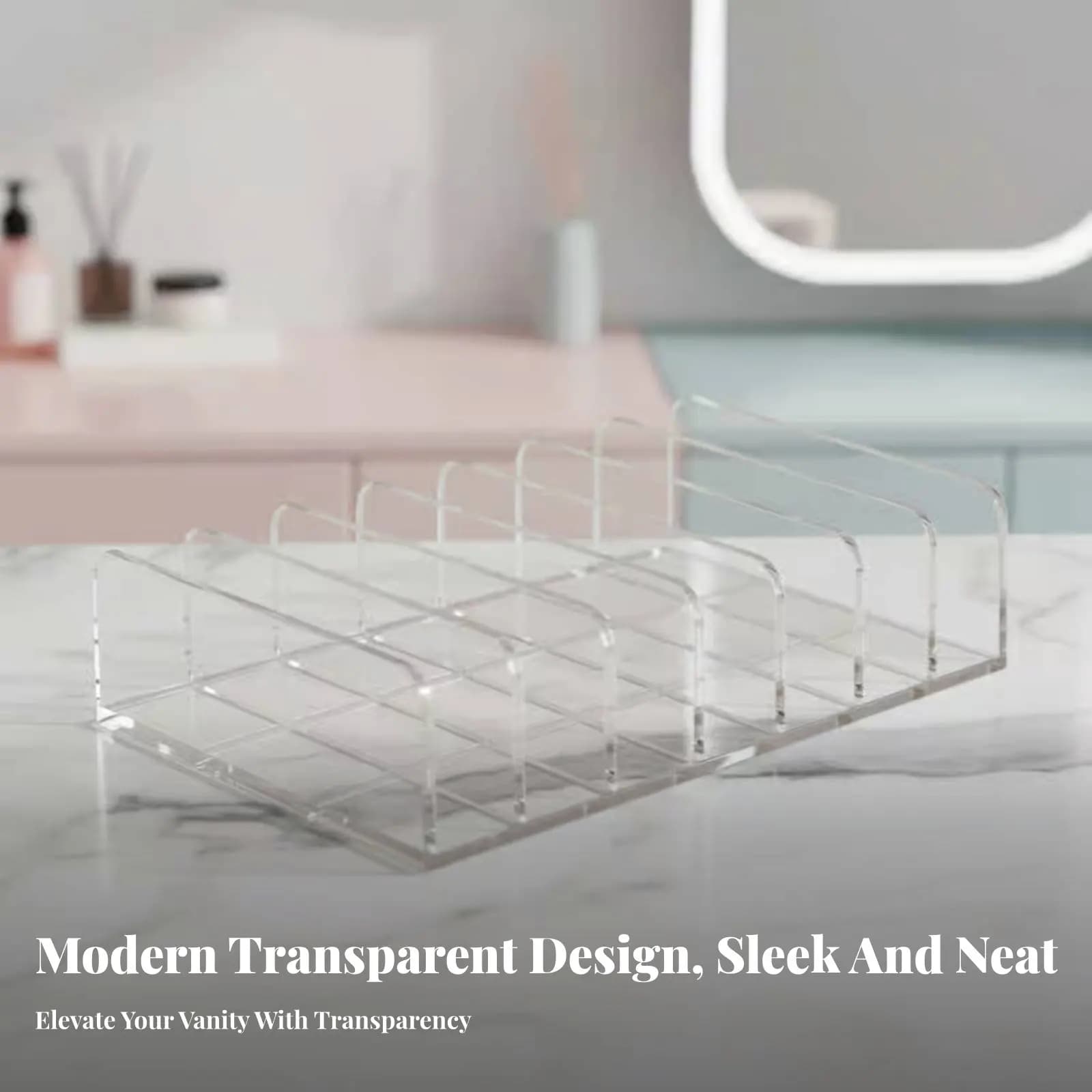 Scatola portaoggetti trasparente con scomparti, porta palette di ombretti, organizer per trucchi, blush, cipria