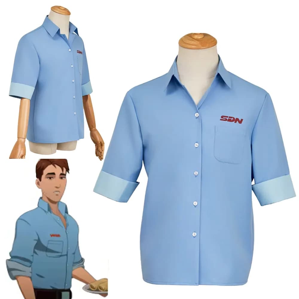 Costume di Robert Robertson, T-Shirt Cosplay a Maniche Corte, Top Maschile, Travestimento per Giochi, Halloween, Carnevale, Feste, Giochi di Ruolo