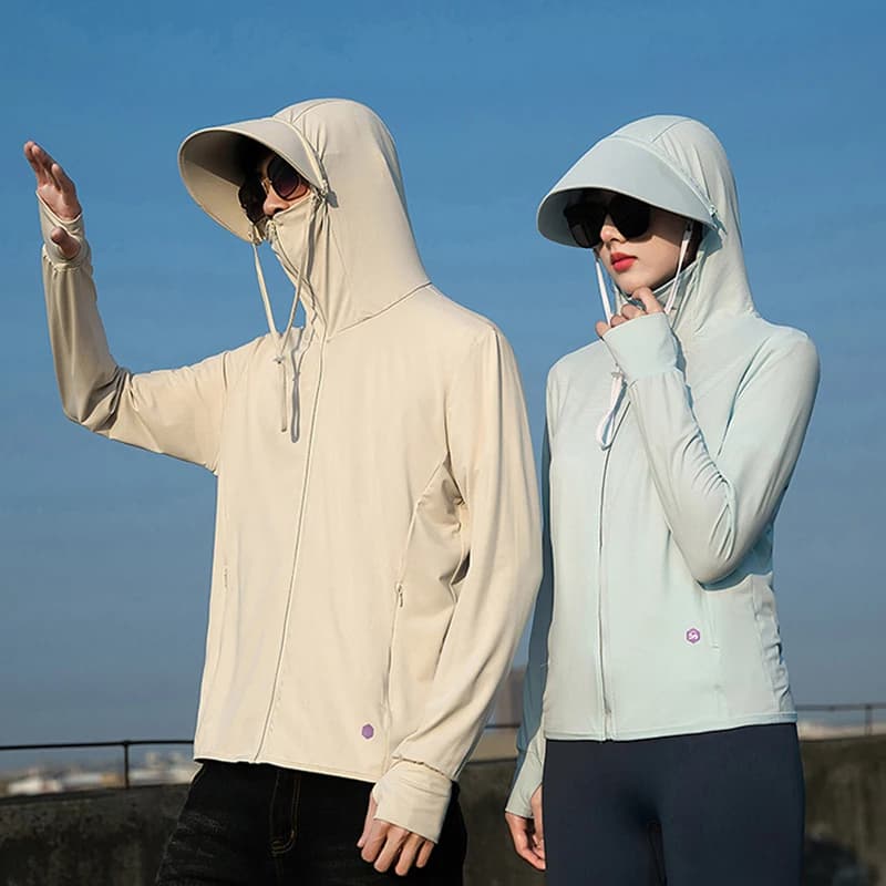 Estate sottile coppia sportiva per il tempo libero protezione solare abbigliamento comodo cappotto di protezione UV per esterni traspirante in seta di ghiaccio di alta qualità