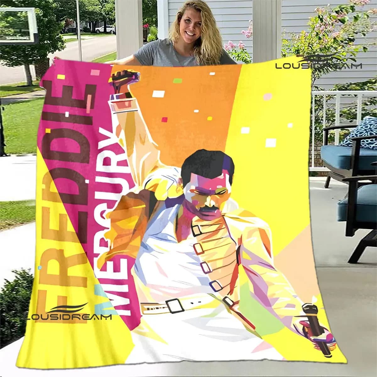 Queen band Printed Blanket Vintage Picnic Blanket Flannel Soft Cozy Home Travel Blanket blankets for beds Birthday Gift