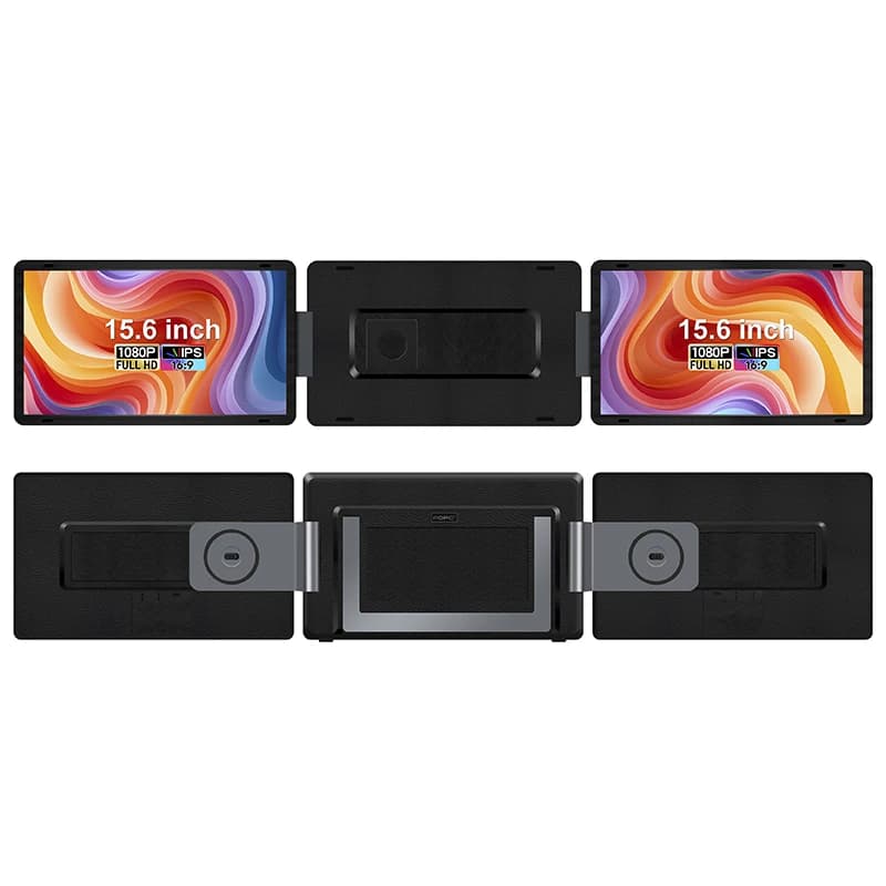 Doppio monitor triplo portatile retroilluminato a LED staccabile con schermo pieghevole da 15,6 pollici per computer portatile da gioco