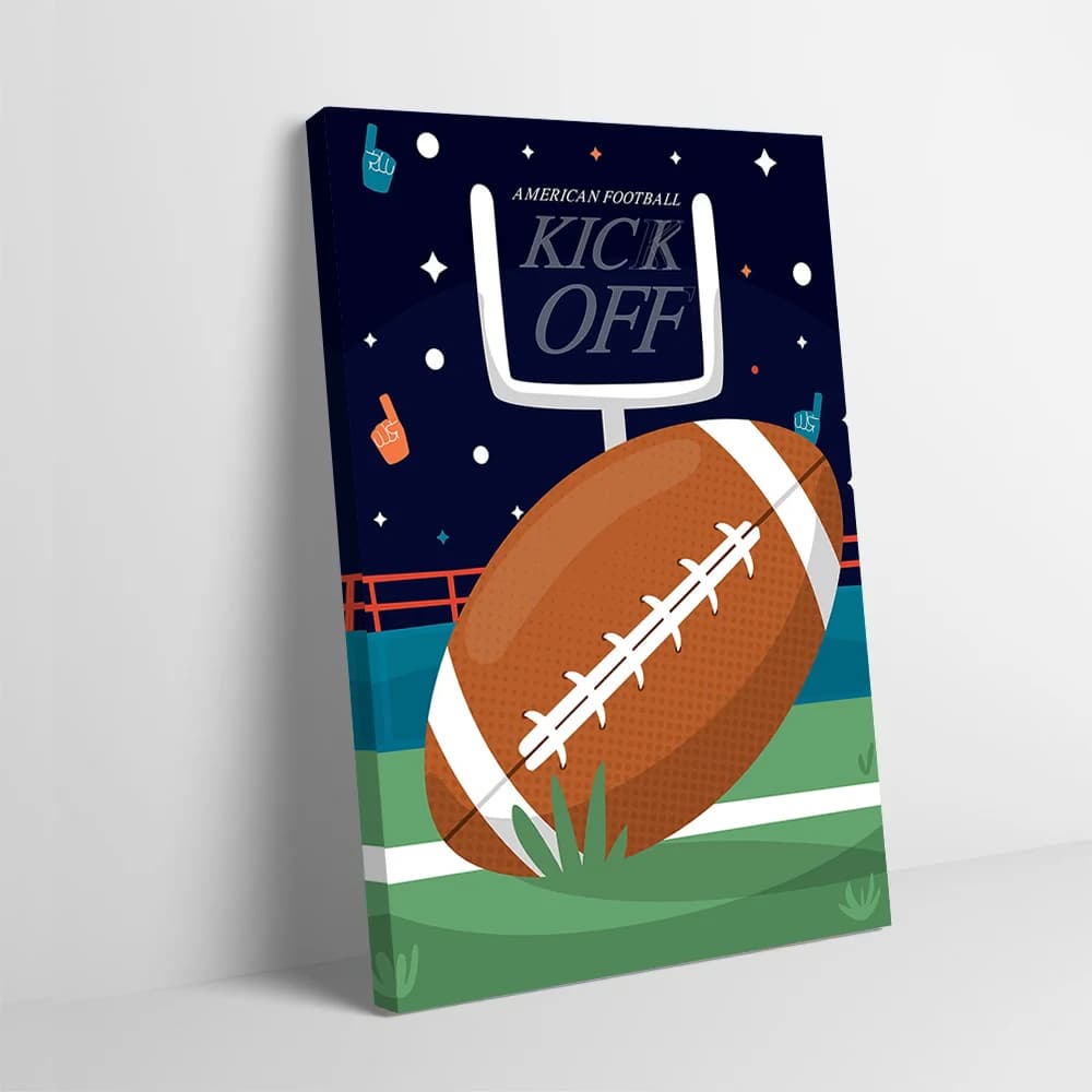Poster con illustrazione di calcio americano Kick Off, dipinto su tela stampato personalizzabile, regalo di arte della parete per articoli murali per la decorazione domestica