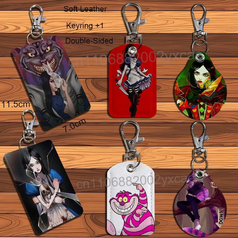 game James Cheshire Cat Alice Liddell Card Holder Keychain Key Ring Door Lock Access Protective Case For Security Gift