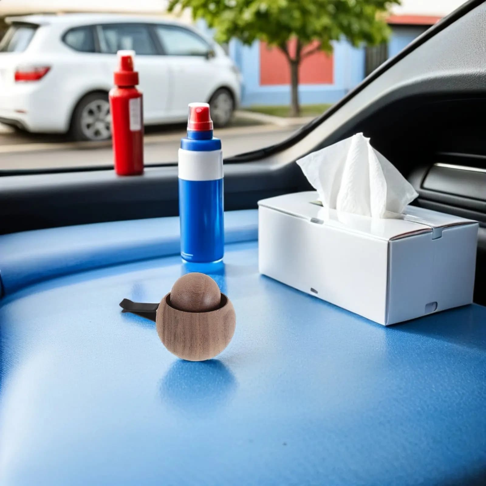 2Pcs Wooden Car Aromatherapy Diffuser with Vent Clip Natural Scent Beads Air Purifier Dashboard Ornament Car Interior Decor Wood