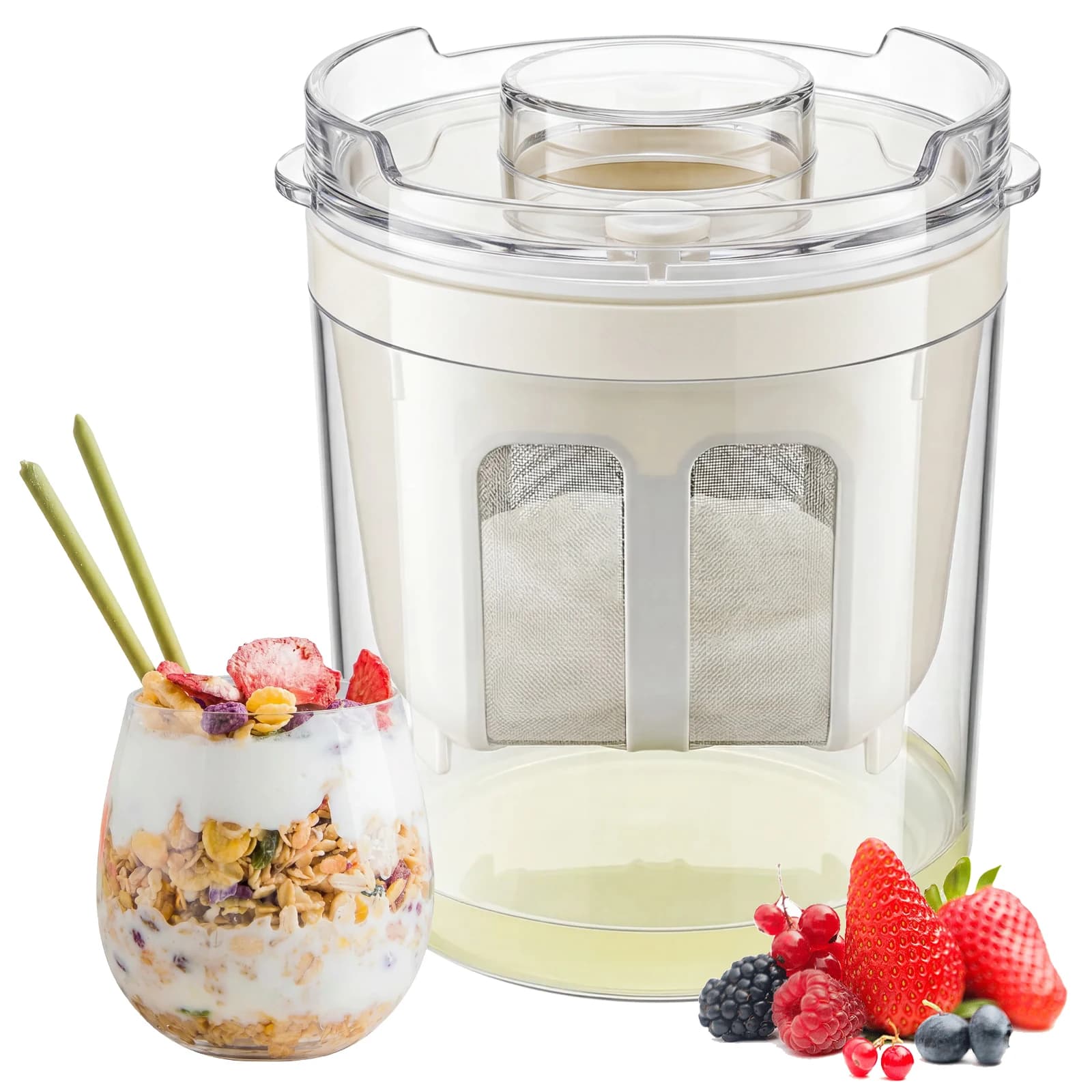 Colino per yogurt greco in acciaio inossidabile, strumento multifunzionale per la separazione del siero, filtro per yogurt con rete fine per la cucina