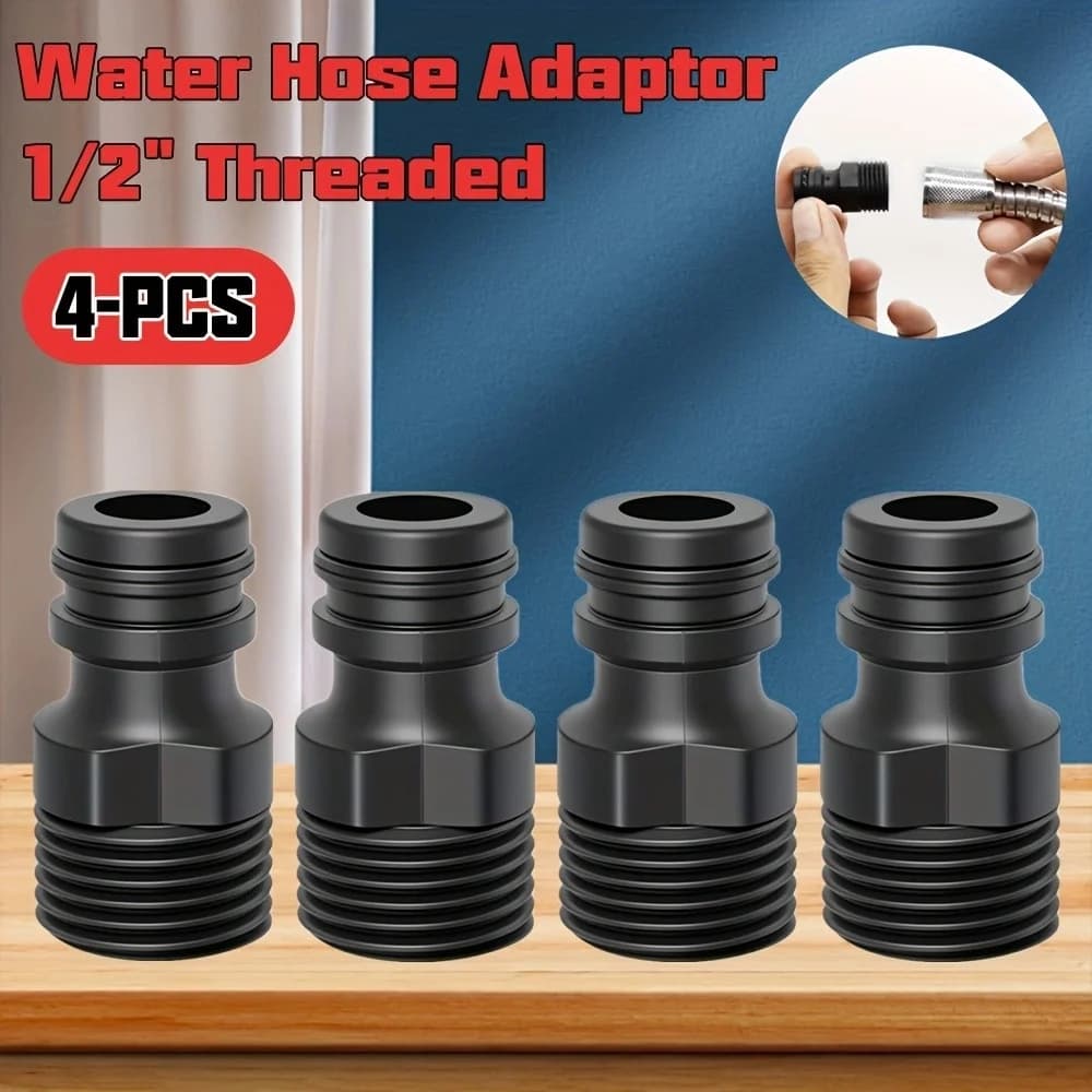 4Pcs 1/2" Hose Thread Adapter, Quick Connect for Garden Water Pipe, Car Wash Spray Gun, Home Gardening Tap Fitting