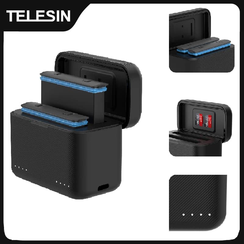TELESIN Charger For Insta360 X5 Battery 2 Slot TF Card Storage Battery Pocket Charger Box For Insta 360 X5