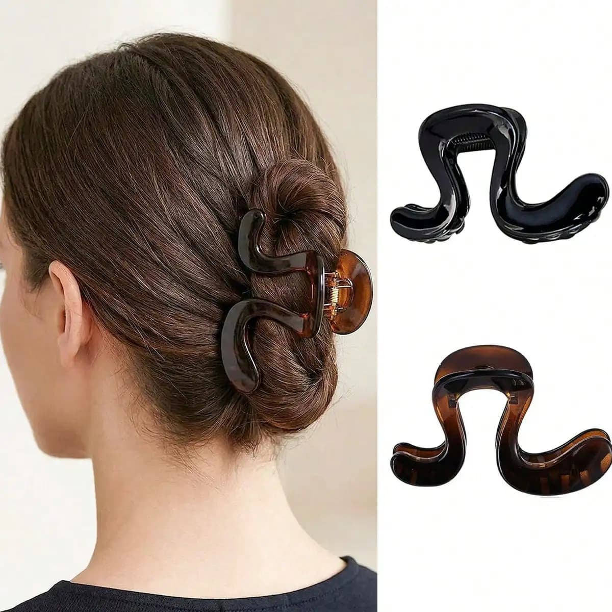 2pcs/Set Oversized Sweet & Fashionable Hair Clips, Suitable For High Ponytail, Messy Bun, Slouchy Wavy Hairstyle, Hair Accessories, Great Gift For Friends Or Holidays