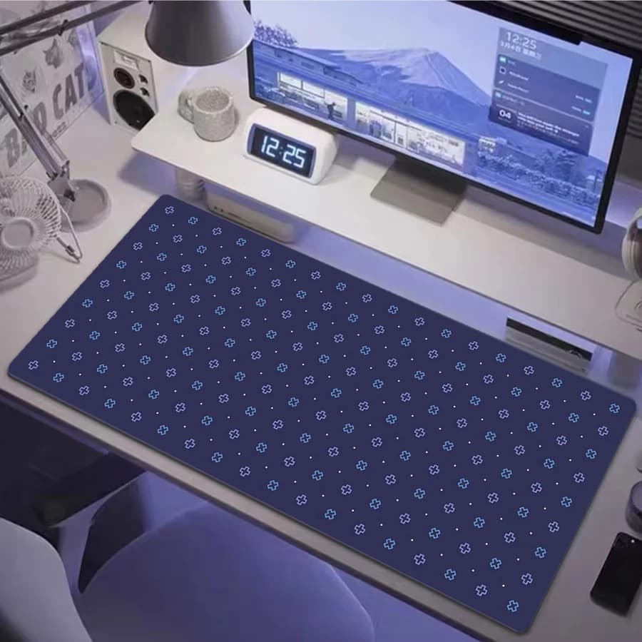 Tappetino per Mouse Anime Blu, Grande Tappetino da Gioco, Accessori per Tastiera, Tappetino da Scrivania Grande per Gamer, Mousepad HD per PC e Laptop