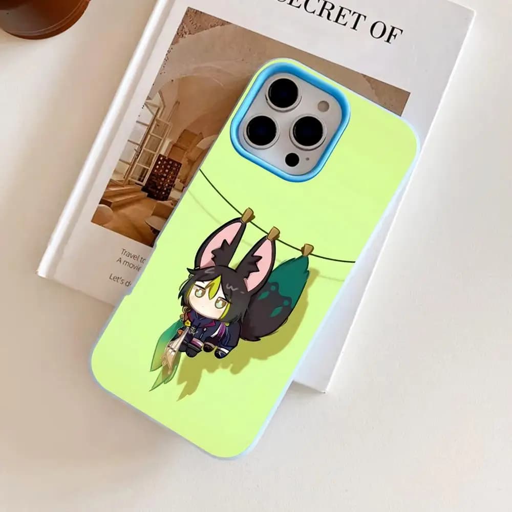 Custodia Protettiva per Cellulare Game GI Tighnari Jelly a Doppio Strato Blu Chiaro per iPhone 17 16 15 14 13 12 11 Air Pro Max Plus