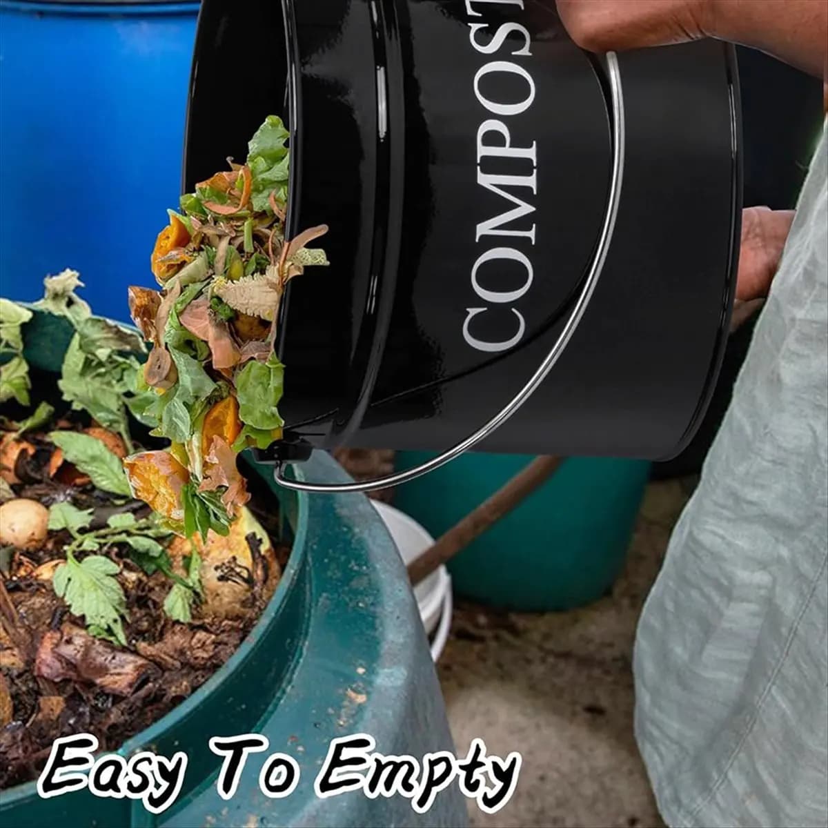 Contenitore per compost da cucina per piano di lavoro della cucina, secchio per compost da 1 gallone per cucina con coperchio, nero