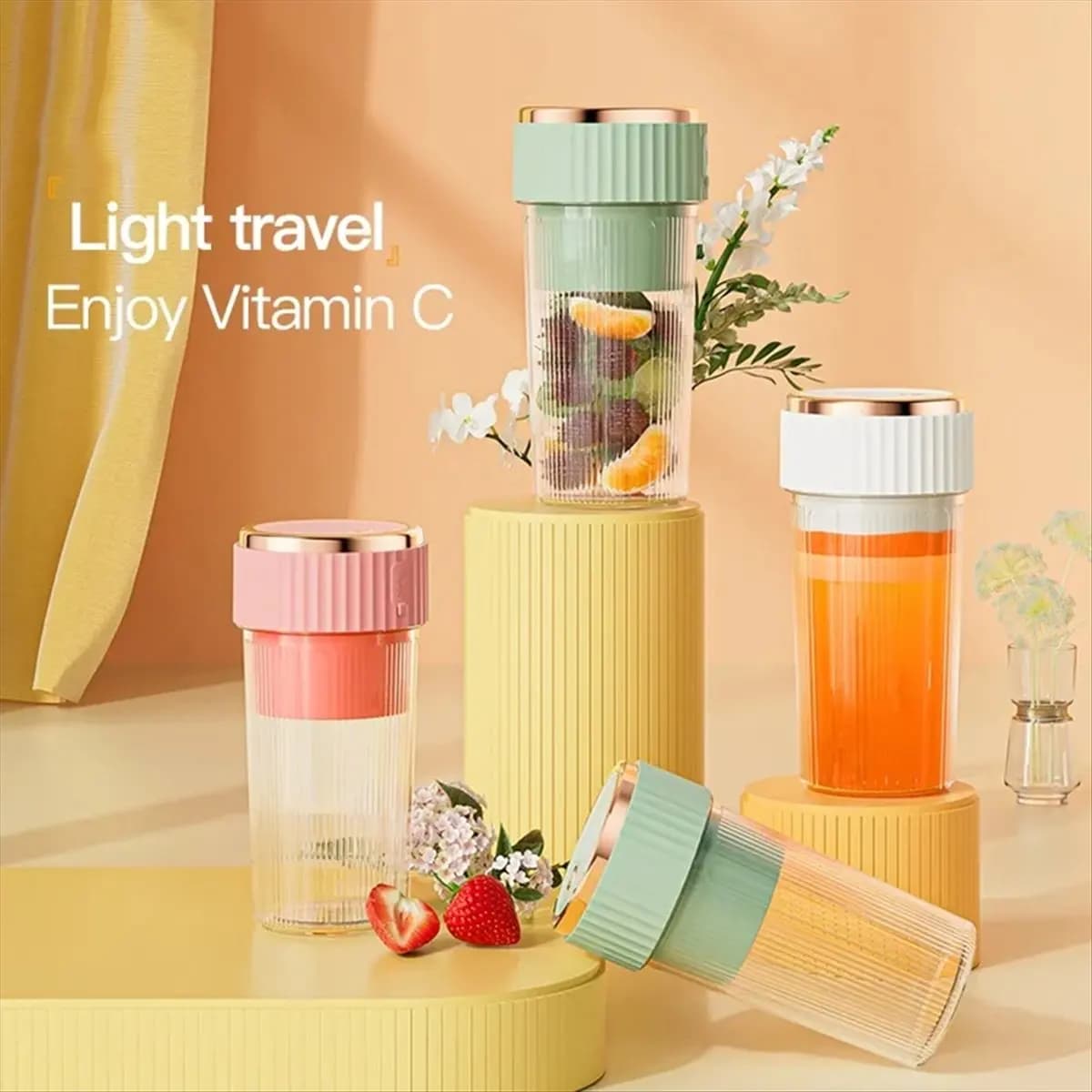 Frullatore Portatile Wireless per Frutta, Mixer USB Ricaricabile, Estrattore di Succo Portatile Rosa