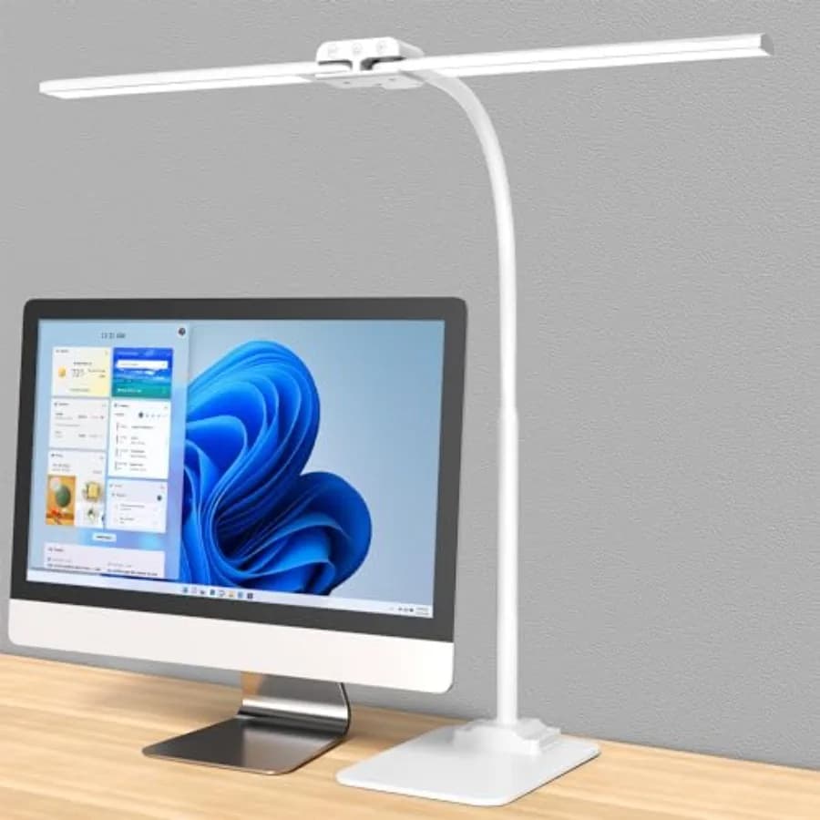 Lampada da Scrivania a Doppia Luce: Luci LED Luminose per Casa e Ufficio - Lampade da Tavolo per Lettura con Protezione per gli Occhi e Base - Luce da Scrivania Dimmerabile