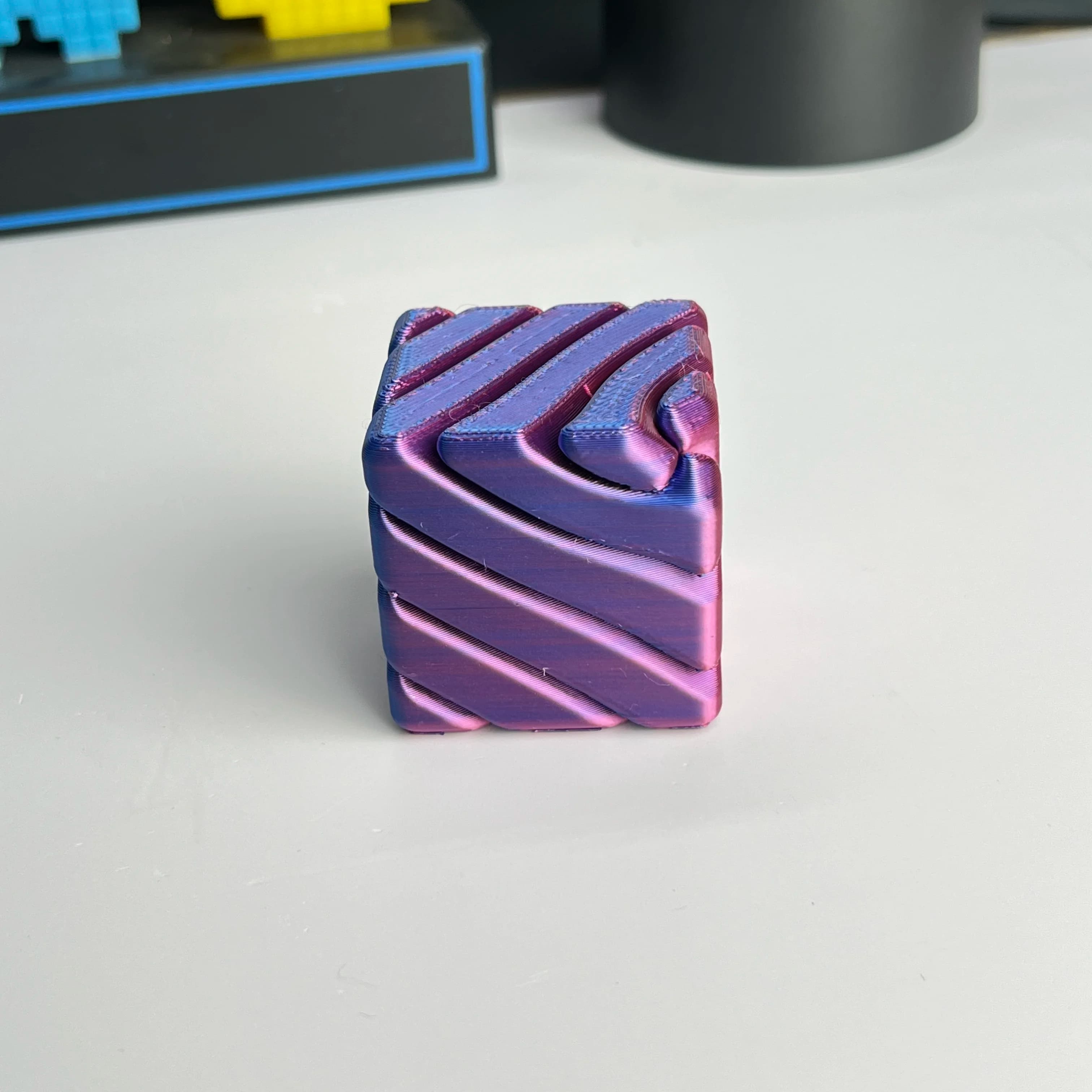 Giocattolo Antistress a Forma di Cubo Spirale Staccabile Stampato in 3D, Giocattolo da Scrivania per Alleviare lo Stress