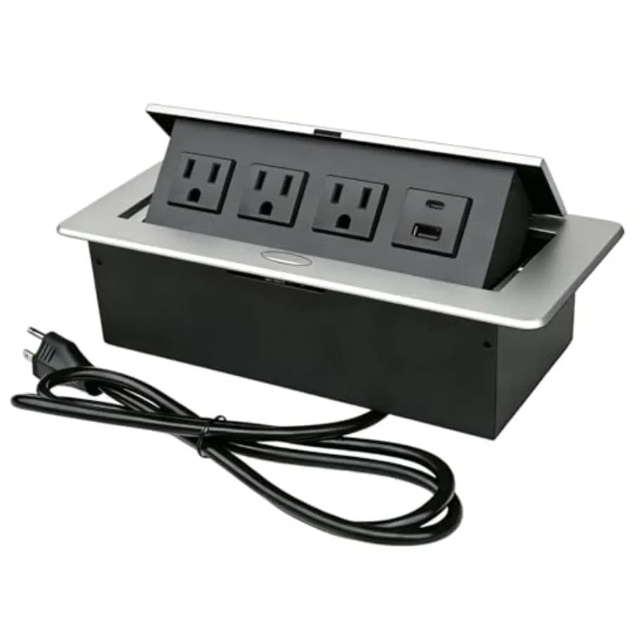 Hub di alimentazione per tavolo da conferenza PD20W con ricarica rapida USB-C, presa elettrica a scomparsa con 3 prese AC, scatola di connessione per sala conferenze