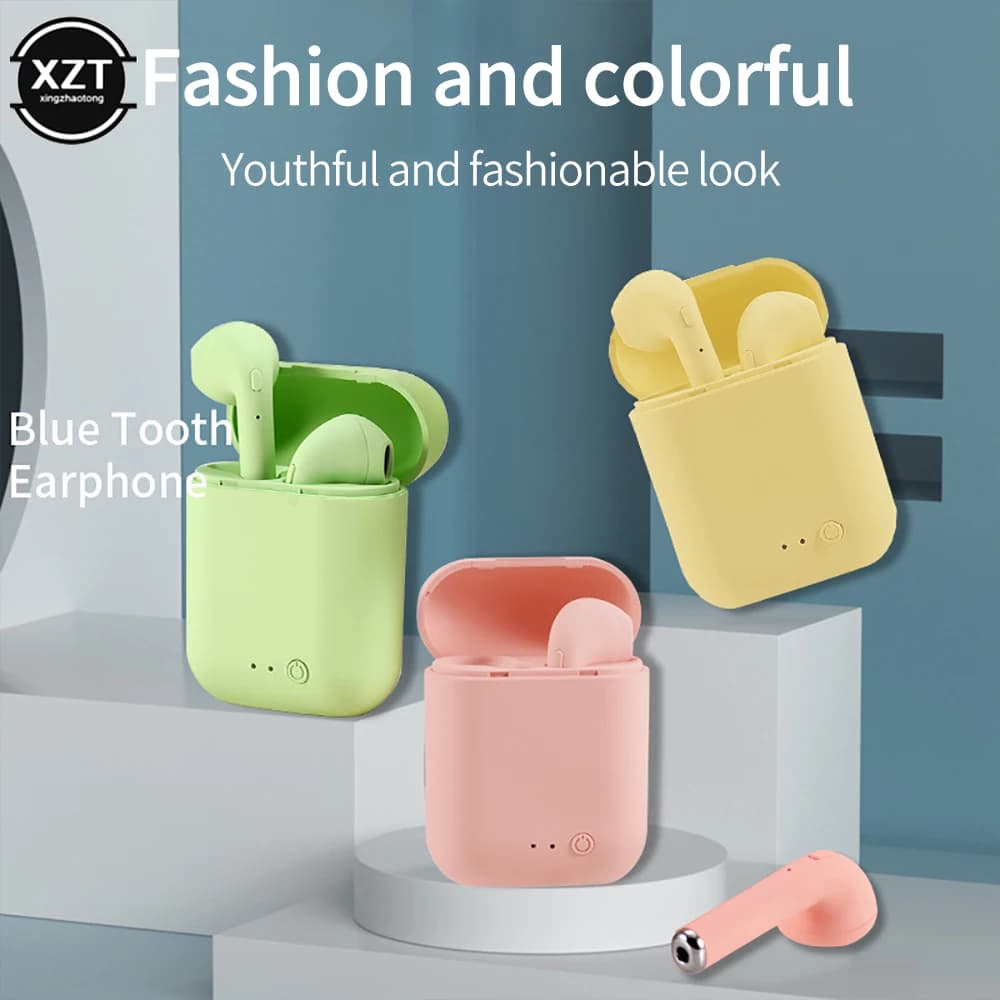 Auricolari Bluetooth wireless i7Mini2 TWS Cuffie 5.0 Auricolari Macaron opachi Vivavoce con microfono Scatola di ricarica Cuffie sportive i12