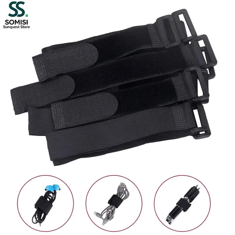 10~200P Width 20mm Cable Ties Reusable Self Adhesive Black Nylon Strap Reverse Buckle Line Wire Organizer Hook Loop Fastener