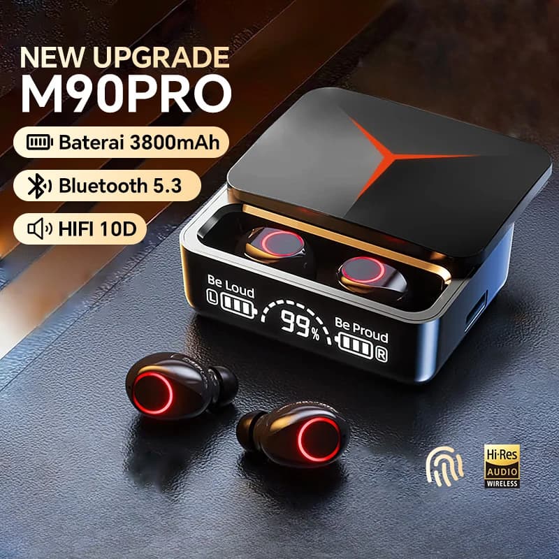 M90 Bluetooth 5.3 Wireless Headphones Touch Control TWS HIFI Stereo Headphones with noise reduction with microphone