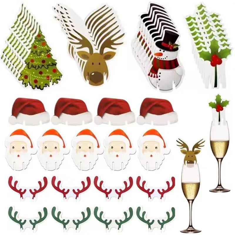 80 pezzi di natale per bicchieri da vino decorazioni per bicchieri di natale pennarelli per calice di natale 2022 decorazioni di buon natale per la festa di capodanno