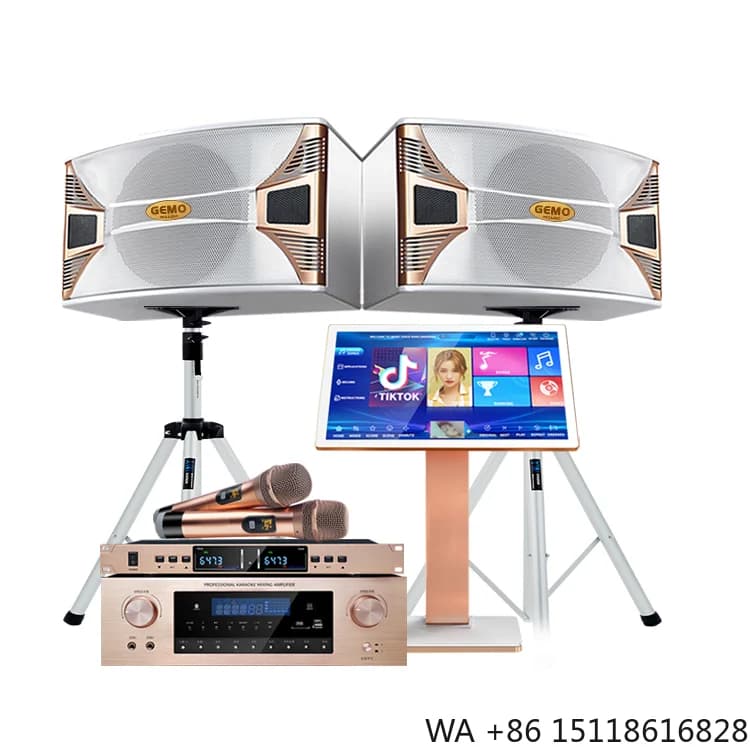 Professional White KTV Karaoke Machine System Set High-Power Amplifiers and Speakers Professional Karaoke Player