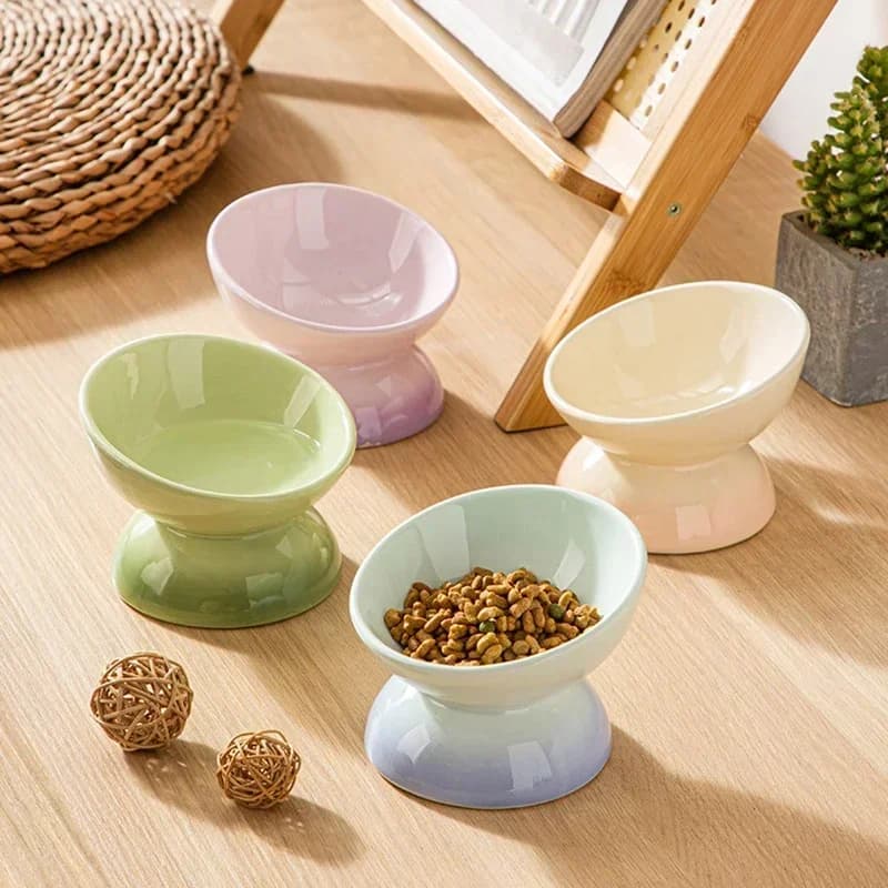 Ciotola in ceramica per gatti Gradiente Alimenti per animali domestici Alimentatori per acqua Cani di piccola taglia Bere Forniture per mangiare Gatti inclinati sollevati Forniture per l'alimentazione dei cuccioli