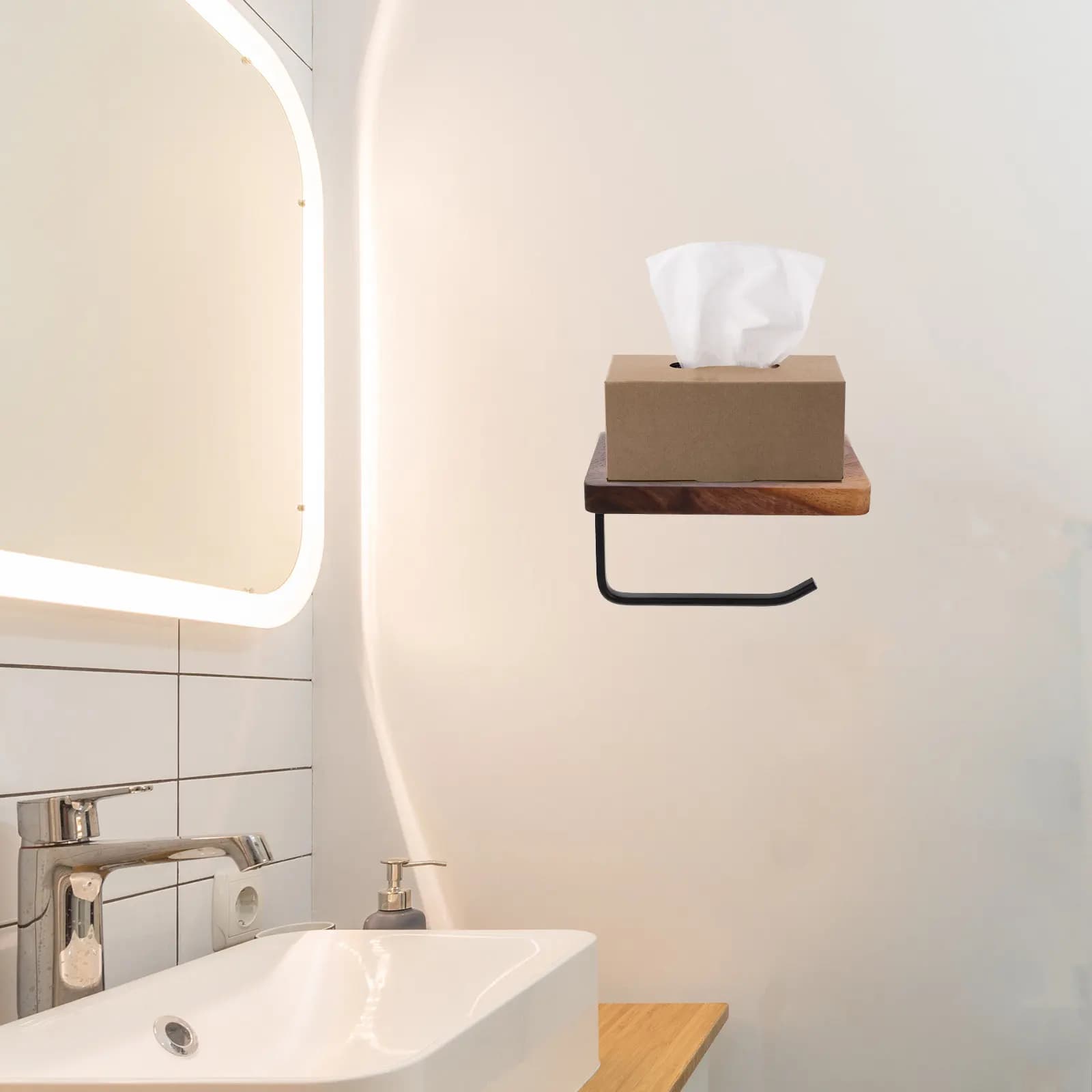 1Set Resistant Bathroom Storage Rack Holder Organizer Wall Mount Toilet Paper Holder High Strength Dual Purpose