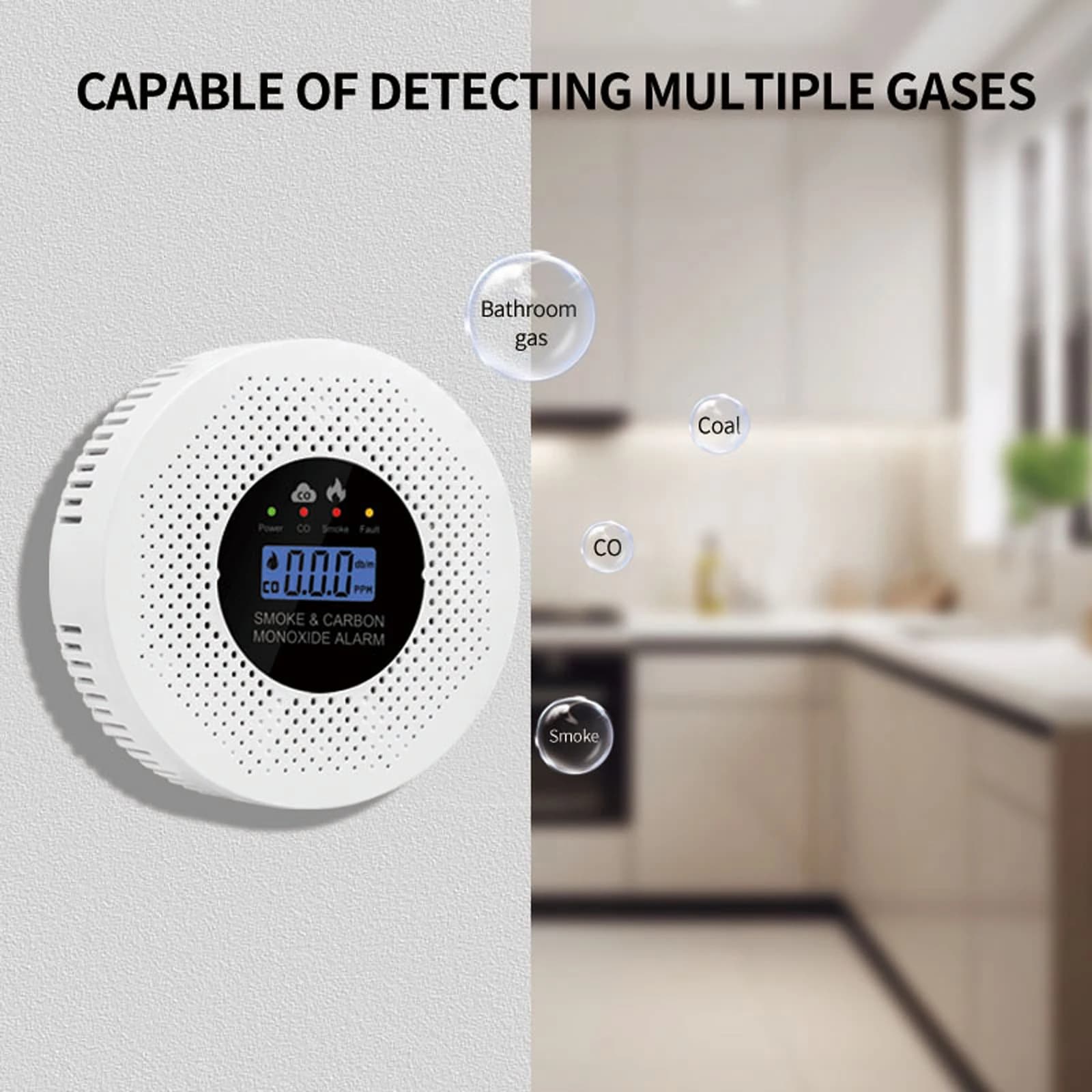 NUOVO Rilevatore 2-in-1 di Fumo e Monossido di Carbonio con Display LCD, Allarme CO a Batteria per Casa, Corridoi, Camera da Letto