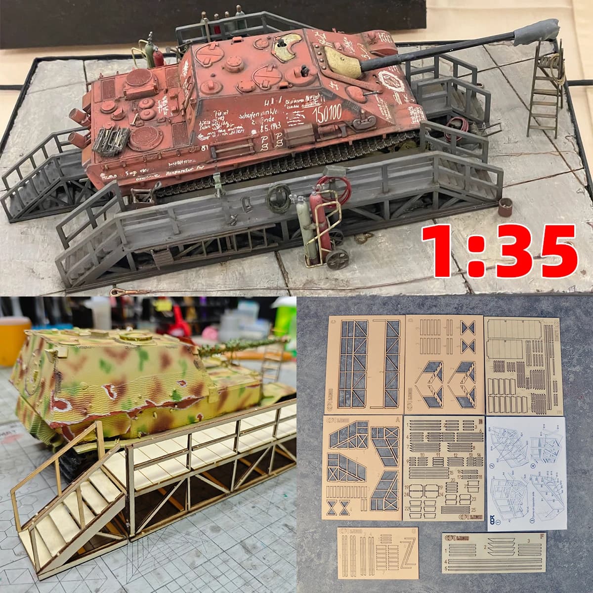 Modellino architettonico da assemblare, tavolo di sabbia, fabbrica di serbatoi, scala di riparazione, scala di manutenzione, impalcatura, diorama, kit di modellismo in scala 1/35