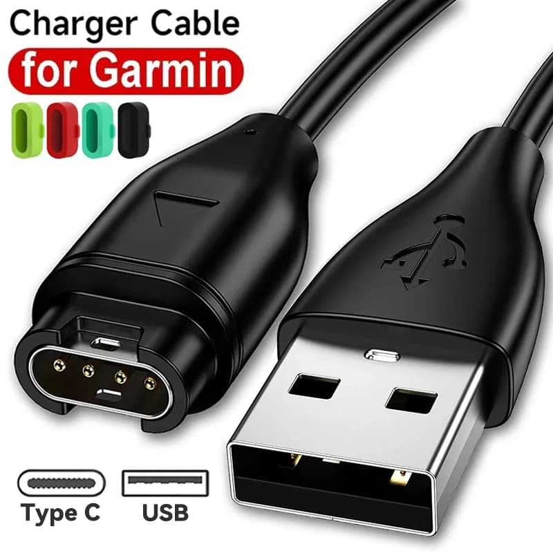 Universal USB Type C Charging Cable for Garmin Fenix 8 7 5X 6S Pro Fast charging cable with anti-dust plug for Garmin watch accessories