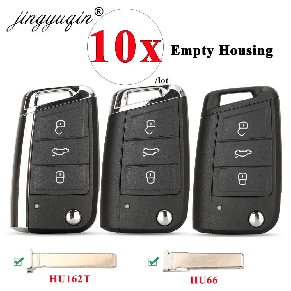 Jingyuqin 10 pieces 3 folding buttons Flip Remote Car Key Cover Case Fob for VW Golf 7 GTI MK7 Skoda Octavia A7 Seat