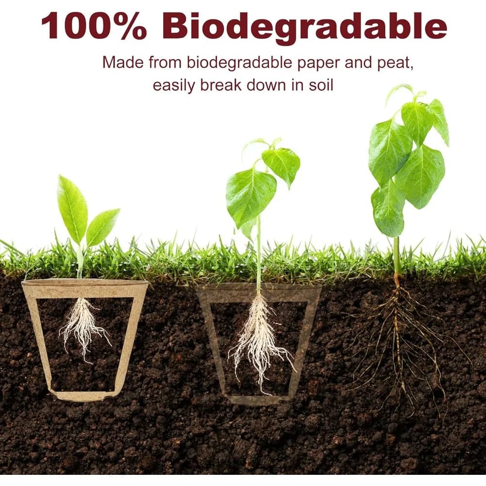 45 Biodegradable Vases for Semina with 30 Labels, Breathable for Radical Growth, for Flowers and Garden Plants