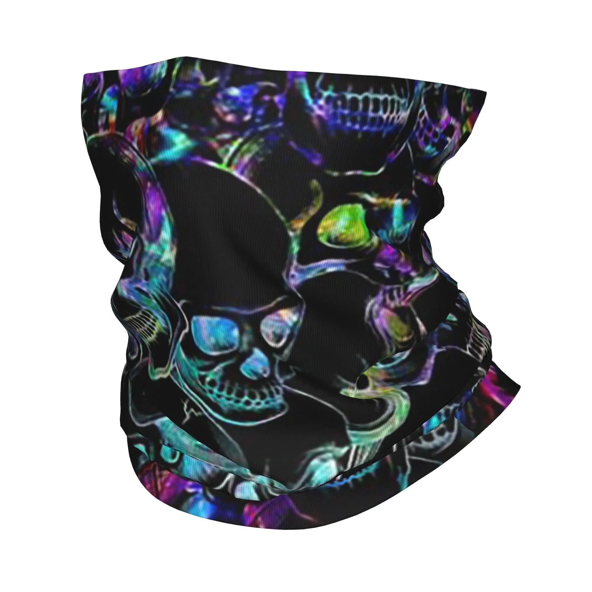 Bandana con stampa di teschio neon vivace, scaldacollo, maschera stampata, sciarpa multifunzione, maschera per il viso, per corsa, per uomo, donna, adulto