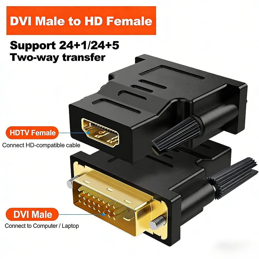 Adattatore bidirezionale da DVI a HDMI (maschio a femmina) - Convertitore HD 1080P per PS3, laptop, TV Box, proiettore, monitor e altro ancora