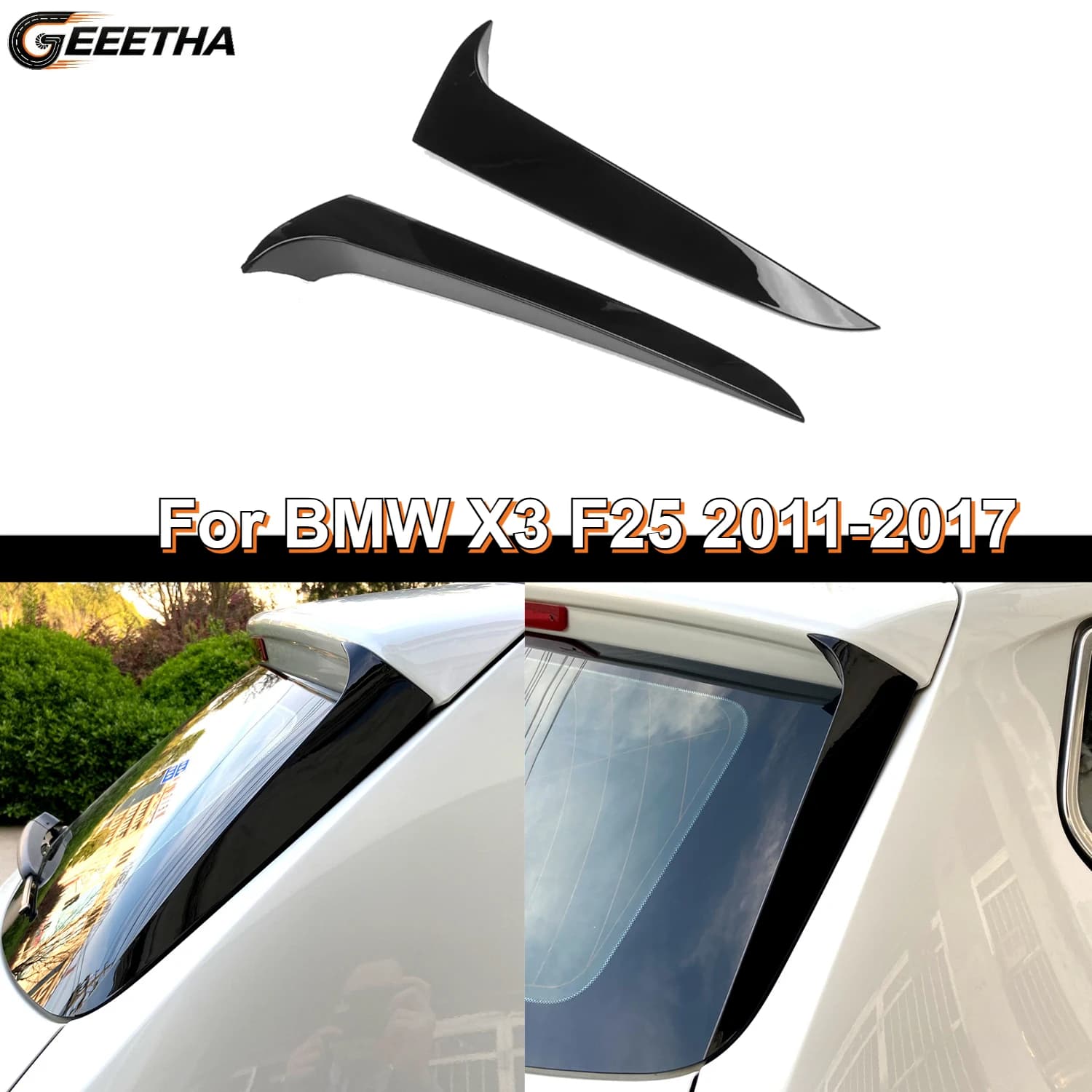 Car Rear Window Side Splitter Trunk Diffuser Canards Spoiler ABS For BMW X3 F25 2011-2017 Auto Gloss Black Spoilers Accessories