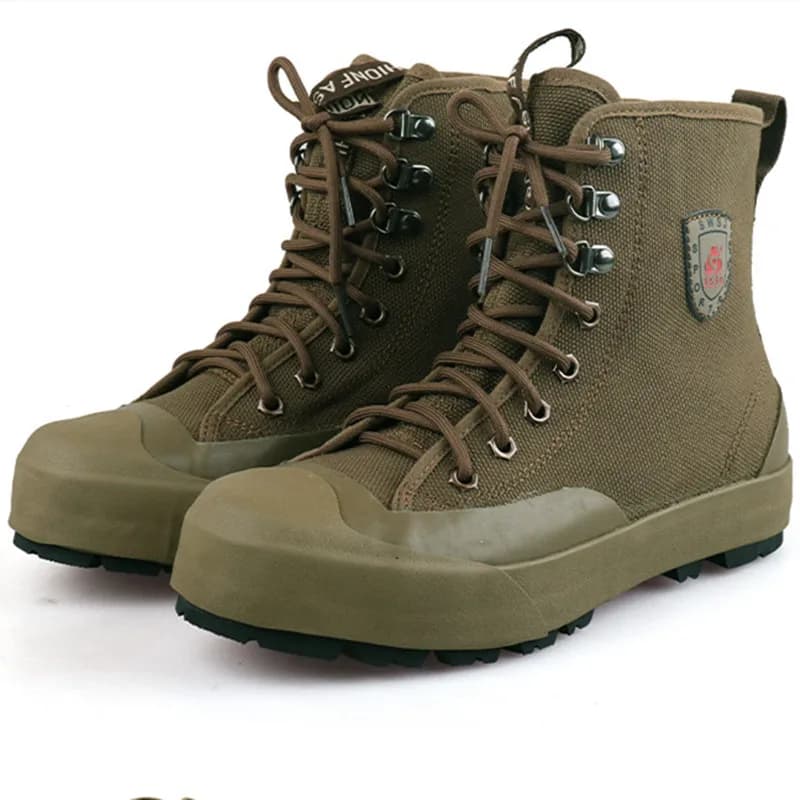 Coppia scarpe da trekking alte antiforatura scarpe da ginnastica da allenamento in tela da uomo stivali da lavoro in gomma da lavoro Botas da arrampicata all'aperto