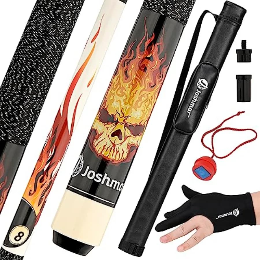 Pool Cue Stick 58" 2-Piece Canadian Maple Billiard Cue 19oz, 13mm Tip, Includes Hard Case, Glove and Chalk Complete Set for Beg