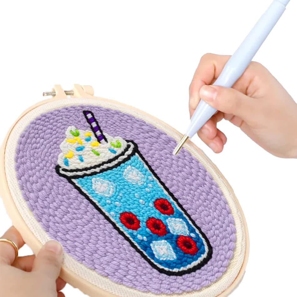 GATYZTORY embroidery punch needle kit drink cup Yarn Tufting crafts for adults 20x20cm Sewing kit framed For Handiwork Diy Gift