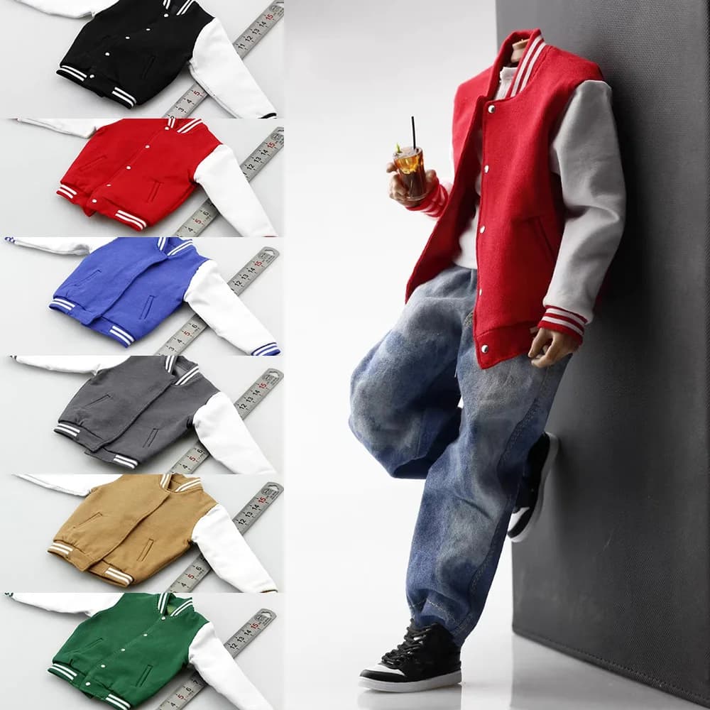 Abbigliamento Casual da Baseball in Scala 1/6 per Modelli Maschili, Giacche alla Moda per Action Figure da 12 Pollici