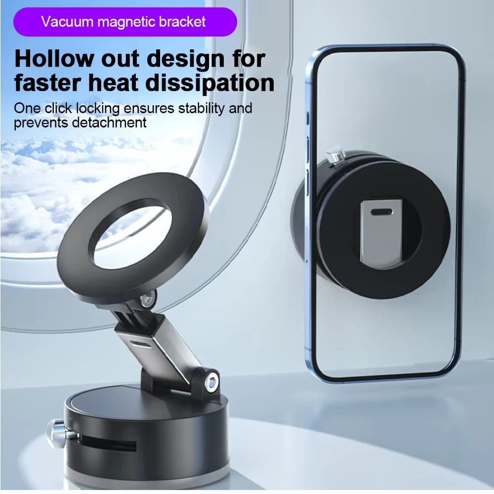 Supporto per telefono magnetico regolabile e pieghevole, forte magnete, supporto a ventosa sottovuoto per cruscotto, piastrelle da bagno, vetro
