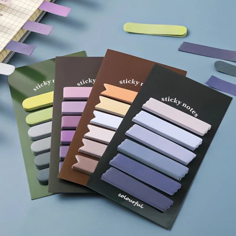 120 Pcs Gradient Self-Adhesive Notes, Colorful Sticky Memo Pads, Index Tabs for School, Office, Study & Information Marking