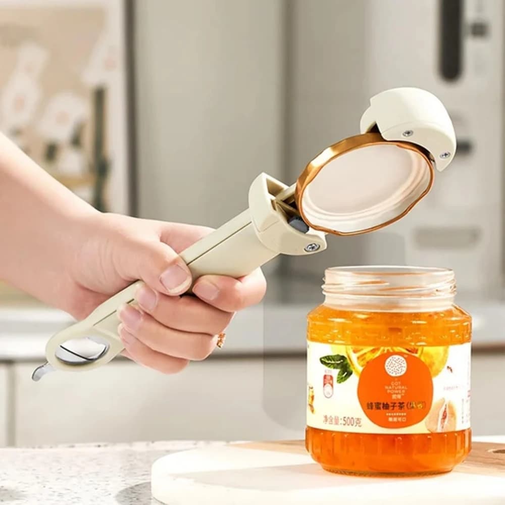 Apribottiglie Multifunzione Retrattile per Barattoli di Vetro e Tappi di Birra, con Ventosa Magnetica in Acciaio Inossidabile, Utensile da Cucina Salva-Fatica