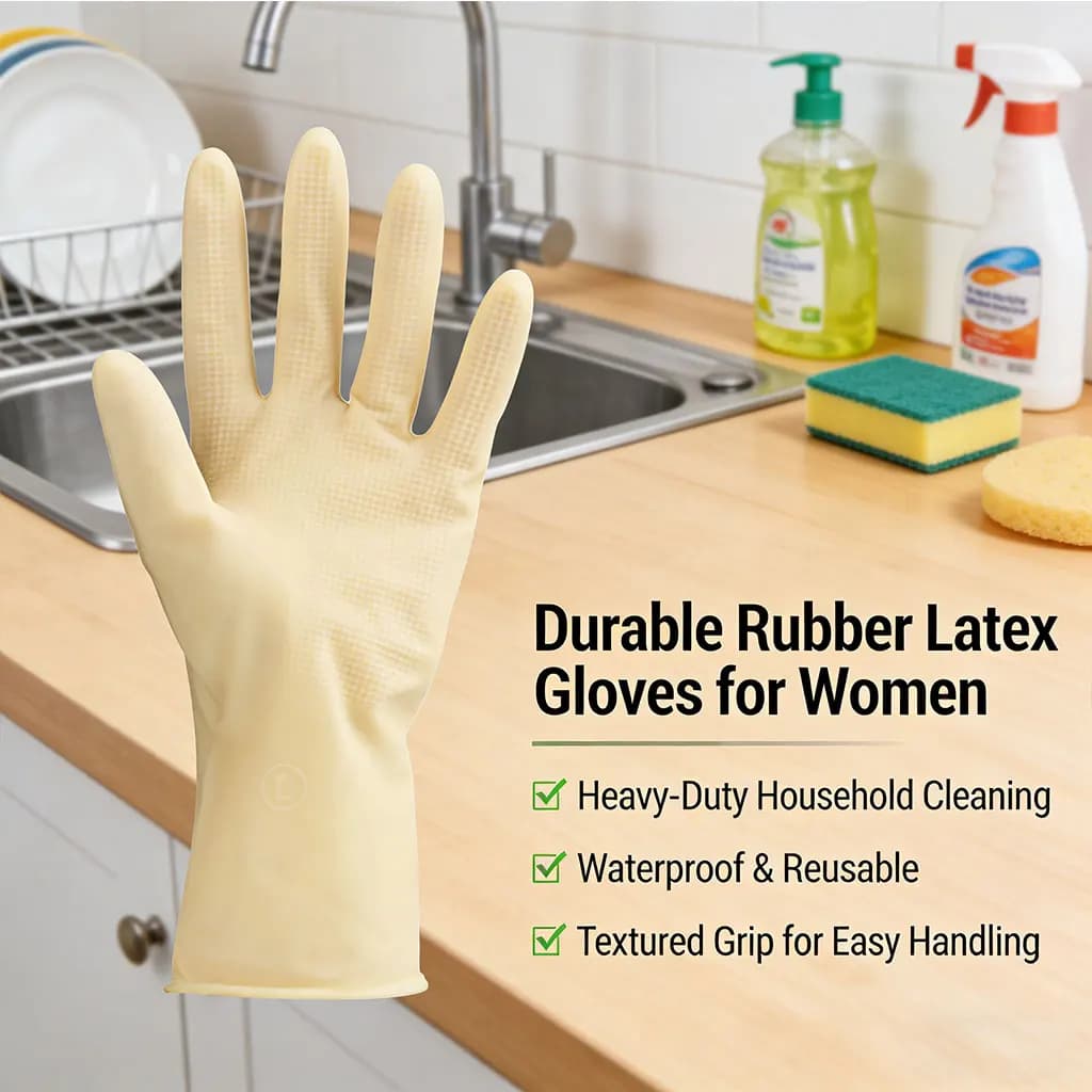Guanti in lattice ispessito - Guanti per la pulizia domestica resistenti ad acidi e alcali, guanti impermeabili da cucina