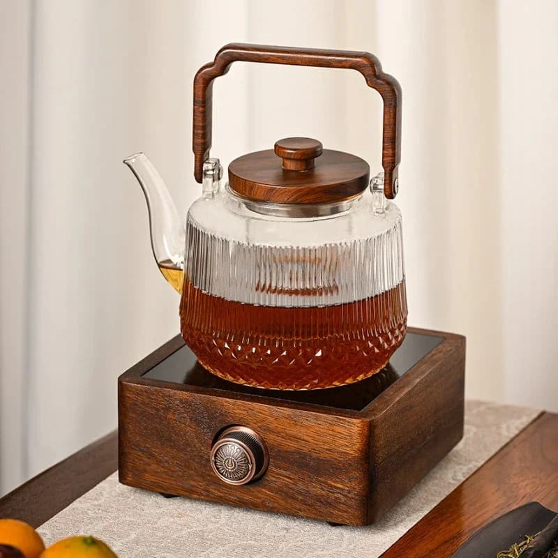 1200ML Large Capacity Glass Kettle Tea Pot Electric Ceramic Stove Steaming and Boiling Integrated Handle Kettle for Tea Brewing