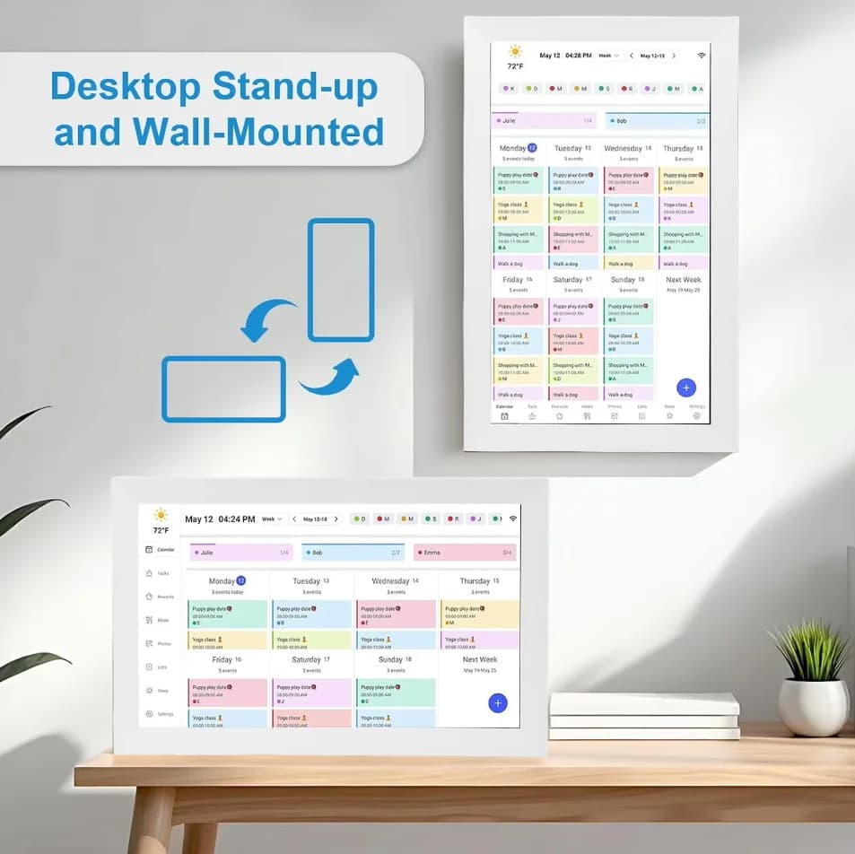 Smart Digital Calendar 15.6 Inch Touchscreen WiFi Digital Photo Frame APP Control Planner Desktop Wall Mounted Display