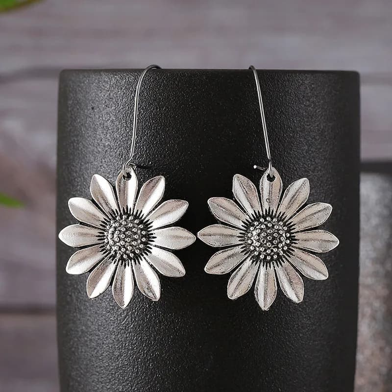 DIY accessories Wish cross-border new retro three-dimensional sunflower earrings, personalized bohemian beautiful sunflower ears