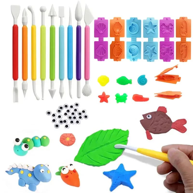 Accessori fai da te Set di strumenti per pasta di argilla Kit di modellazione di stampi per plastilina 3D Taglierina creativa per bambini Stampo a forbice Giocattolo educativo Regalo