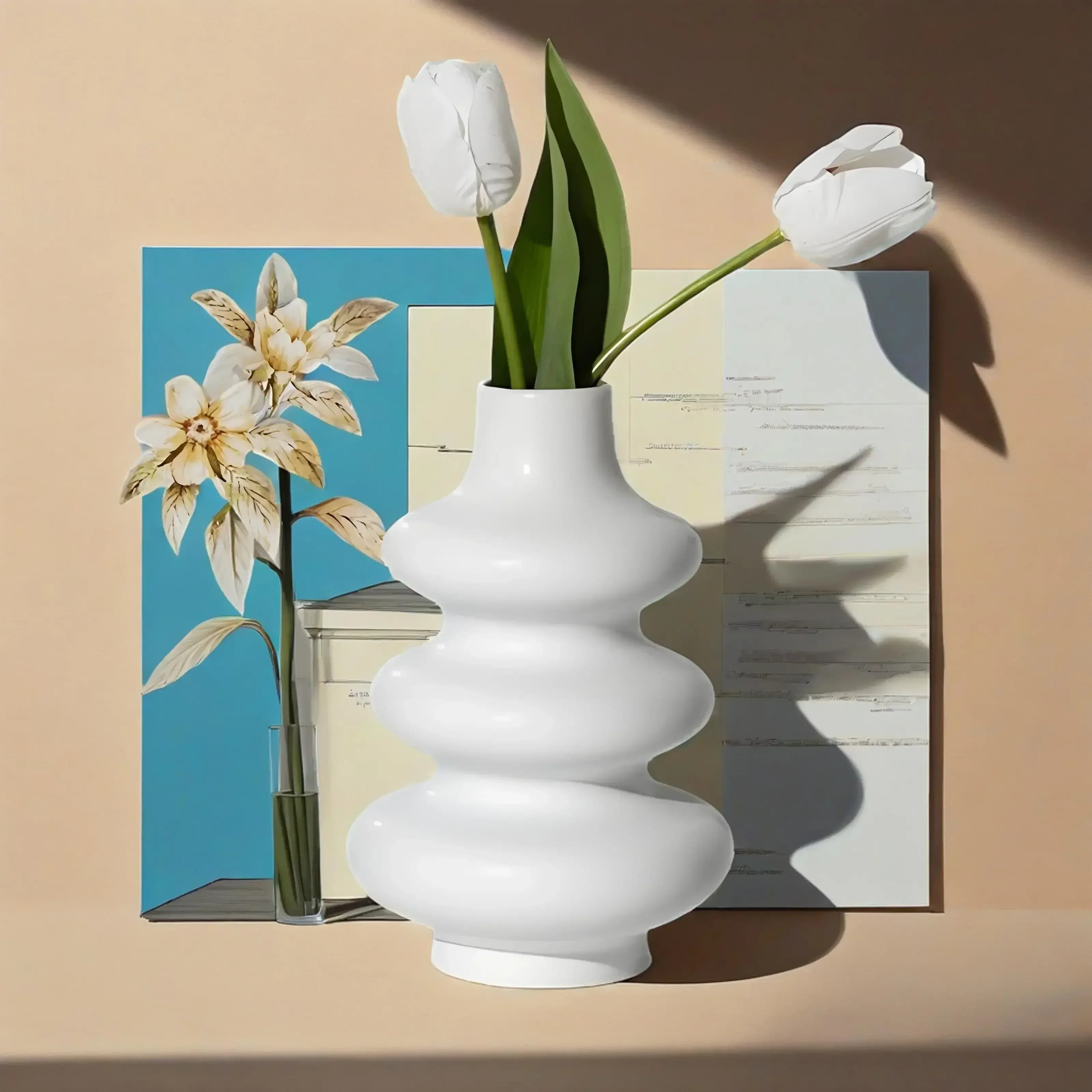 3D Circular Stacked Vase Epoxy Resin Silicone Mold Geometric Flower Pot Silicone Mold Succulent Planter Concrete for Flowers