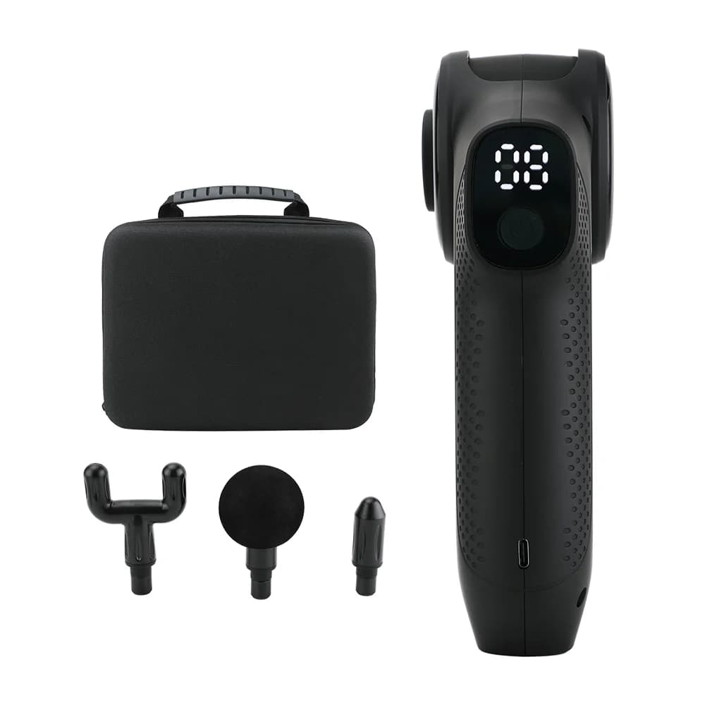 Deep Tissue Massage Gun, 9 Speeds Heat and Cold Massager, 1800mAh Rechargeable Muscle Massager with 4 Foam Heads for Recovery