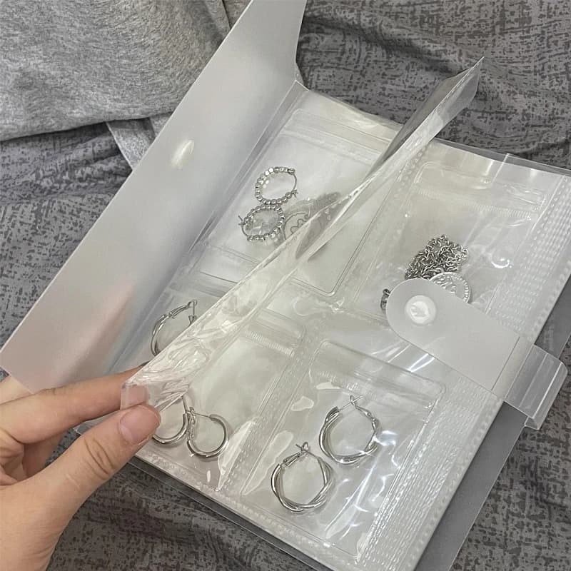 6 Styles Jewelry Storage Albums Anti Oxidation Transparent Desktop Drawer Organizer Boxes Necklace Bracelet Ring Book Holder Bag