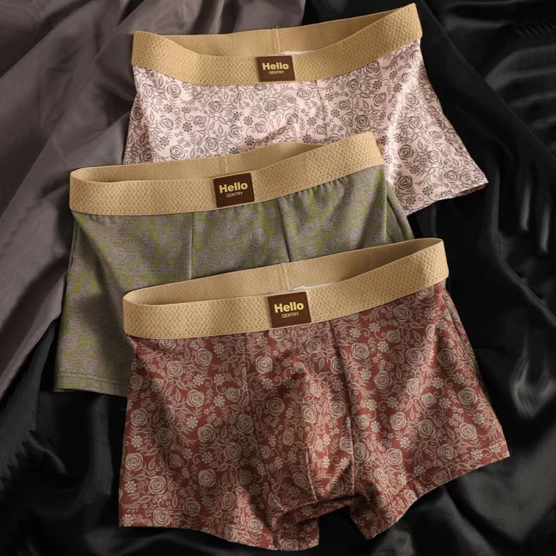 Nuovi Slip da Uomo Classici con Stampa a Rose, in Puro Cotone Morbido e Confortevole, a Vita Media, Boxer Traspiranti per Giovani